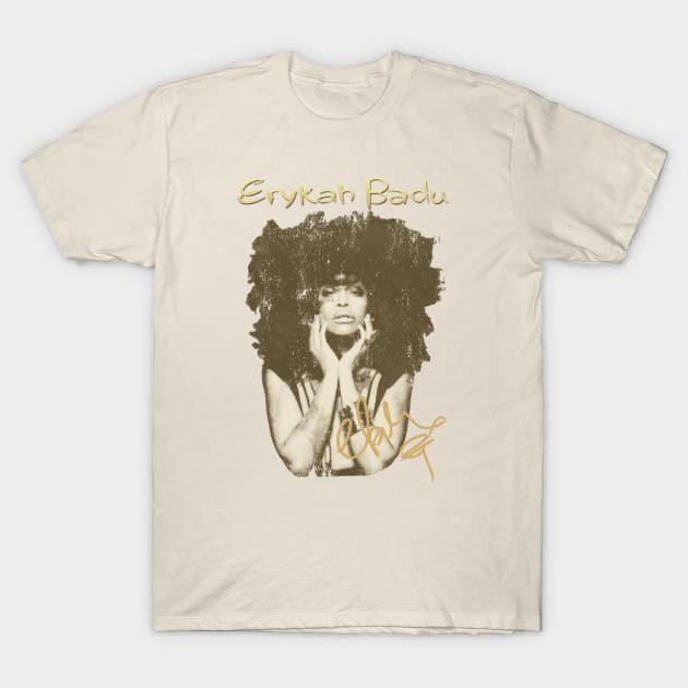 Erykah Badu Vintage Halftone Style Fan Art Signature Fresh Design T-Shirt by zolazilabi